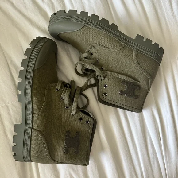 Celine Homme Patapans Logo- Appliqued Canvas Boot lightly worn Celine Homme Patapans Logo- Appliqued Canvas | Mercari main image 2